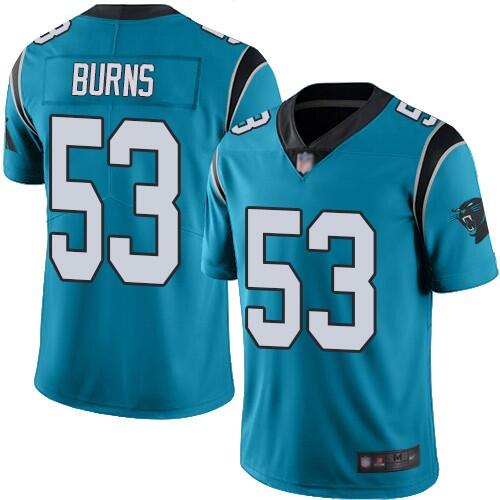 Men's Carolina Panthers #53 Brian Burns Blue Vapor Untouchable Limited Stitched Jersey Men's Carolina Panthers #53 Brian Burns Blue Vapor Untouchable Limited Stitched Jersey